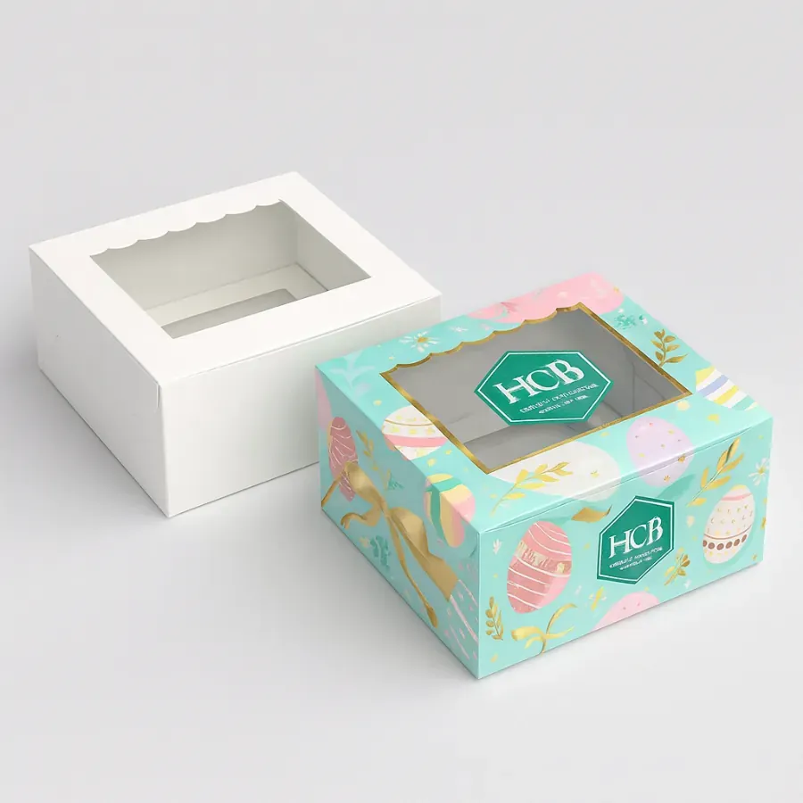 Wholesale Easter egg boxes- shallow window box with scalloped edge for treats or cake- class=