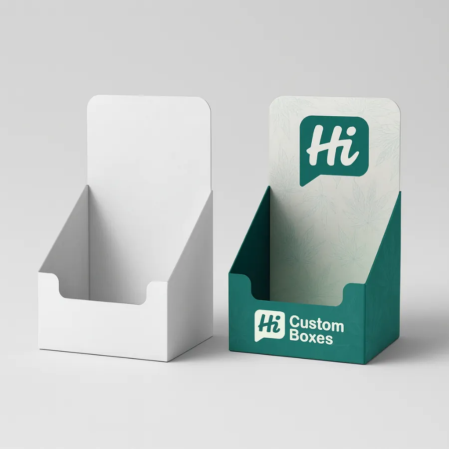 Custom CBD display boxes- small retail countertop tray with header card-