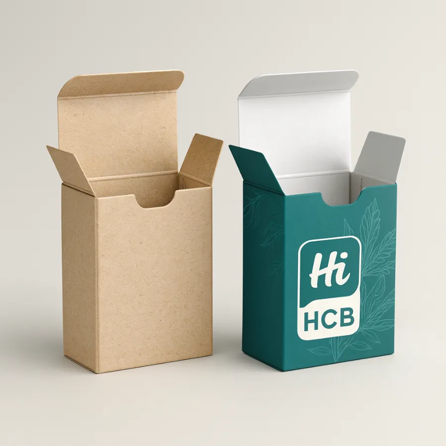 CBD pre-roll boxes small tuck end carton- kraft and custom teal print-