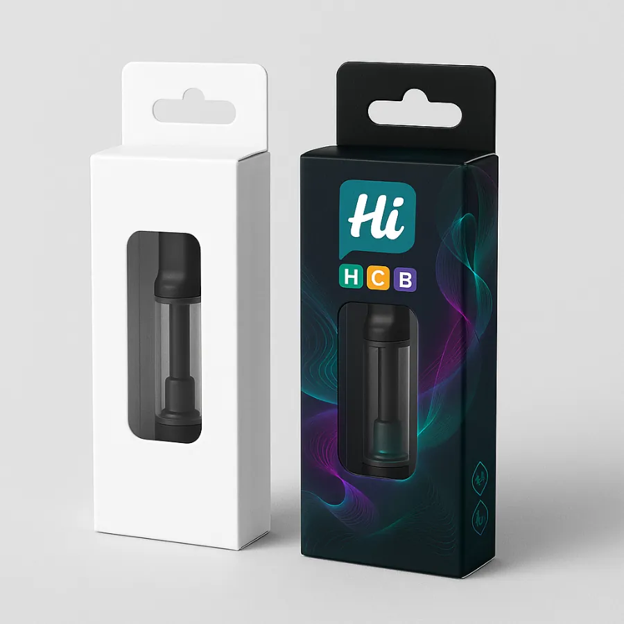 White and black retail boxes with windows and euro hooks for vape cartridge packaging-