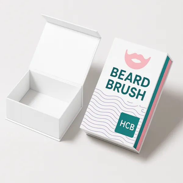Luxury rigid beard brush packaging box with magnetic closure- designed for premium beard brush branding- class=