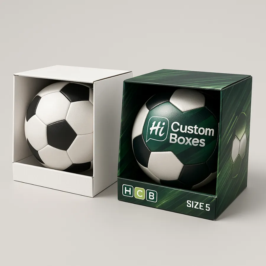 Football display packaging boxes with custom printed branding- perfect for retail display- class=