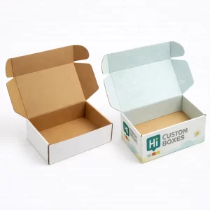 Durable corrugated mailer boxes designed for shipping baby napkins safely while maintaining a stylish brand appearance.