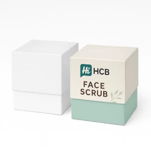 Two luxury two-piece rigid boxes, one plain white and one with a mint-coloured base.