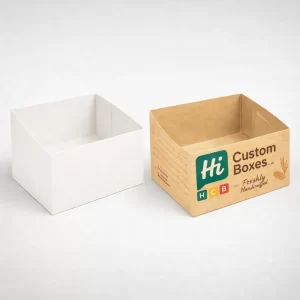 Two tall rectangular product boxes, one blank white and one printed with custom panini graphics.