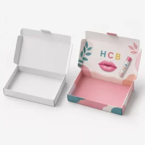 Rectangular multipack packaging boxes with window cutouts next to a blank white sample box.