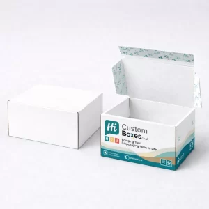 Professional die-cut corrugated mailer boxes with high-quality branding and floral interior printing for e-commerce.