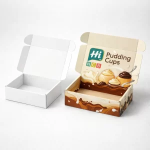 Upright food boxes featuring a transparent rectangular window on the front panel for product visibility.