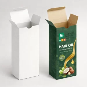 Two square two-piece rigid boxes, one plain white and one with elegant gold branding.