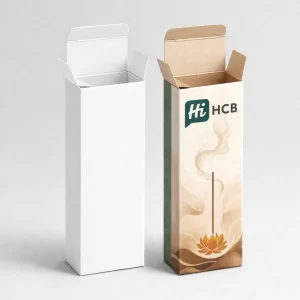 Eco-friendly incense stick packaging with a natural kraft paper finish and simple black typography for organic products.