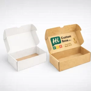 Two sturdy white two-piece boxes with lids, including one featuring custom red panini branding.