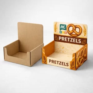 Retail counter display boxes featuring a header with a product illustration and colourful medicinal-style branding.