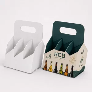 Custom printed bottle boxes with dividers featuring branded packaging and product protection