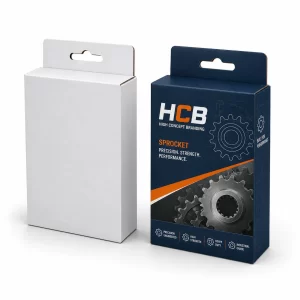 Modern black and red sprocket packaging boxes designed specifically for durable mechanical part protection.