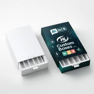 Custom child-resistant slider box packaging with inner dividers for small products.