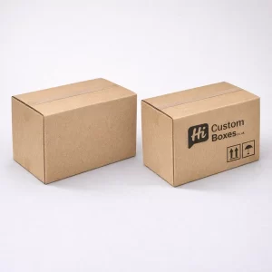 Two square two-piece rigid boxes, one plain white and one featuring luxury gold foil branding.