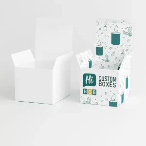 Luxury candle packaging boxes one blank and one custom printed ideal for branded candle presentation