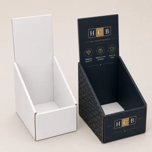 Flat pack white cardboard box blanks for wholesale distribution of customisable corporate tie pin packaging.
