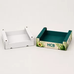 Custom avocado crate boxes for storage, shipping, and retail distribution