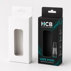 Branded vape pod packaging with premium printing for retail sales
