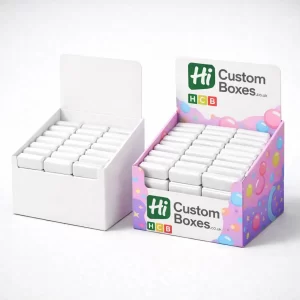 Bubble gum display box designed for retail presentation and product visibility