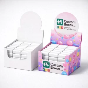 Bubble gum display packaging for promoting and organising products on retail shelves