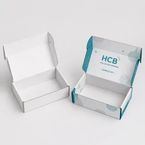 Corrugated sample boxes for secure product presentation and shipping