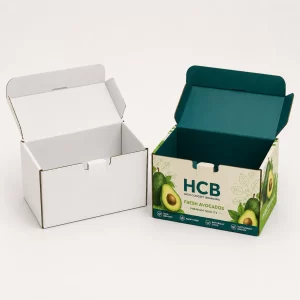 Custom avocado boxes with logo for branded fruit packaging and distribution