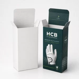 Custom golf glove packaging with logo for branded retail presentation