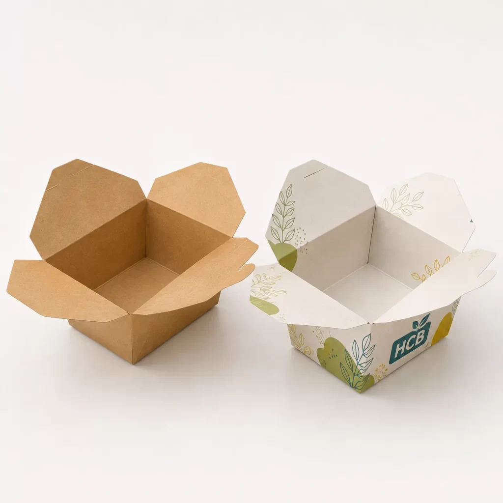 Custom kraft deli box for takeaway food packaging and retail presentation