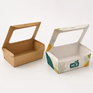 Custom kraft deli box with window for fresh food display and protection