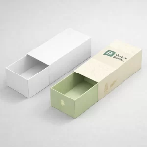 Luxury slide-out drawer packaging for vermicelli with a light green inner tray and elegant wheat illustrations.