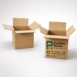 Two open brown corrugated cardboard boxes for bulk packaging