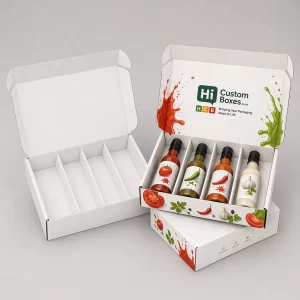 Custom sauce boxes with inserts for secure bottle packaging and shipping