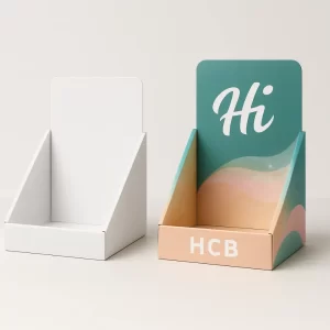 Custom soap display boxes with a rounded front cut-out- shown plain white and printed