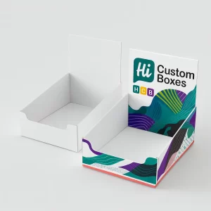 Bespoke white and custom-printed corrugated counter display boxes for retail product promotion