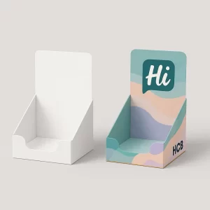 Custom soap display boxes with a rounded front cut-out- shown plain white and printed
