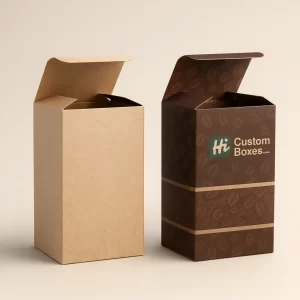 Custom coffee retail boxes- brown craft and printed carton with coffee bean graphics