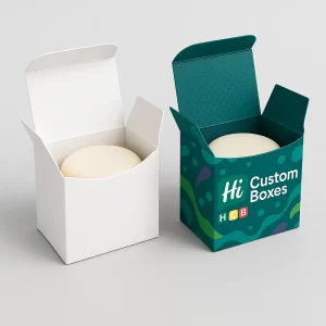 Two small- open folding boxes for round soap bars- one fully custom printed