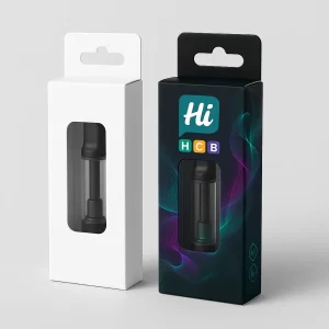 White and black retail boxes with windows and euro hooks for vape cartridge packaging