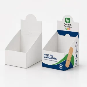Display bandage boxes for organised retail shelves and healthcare products