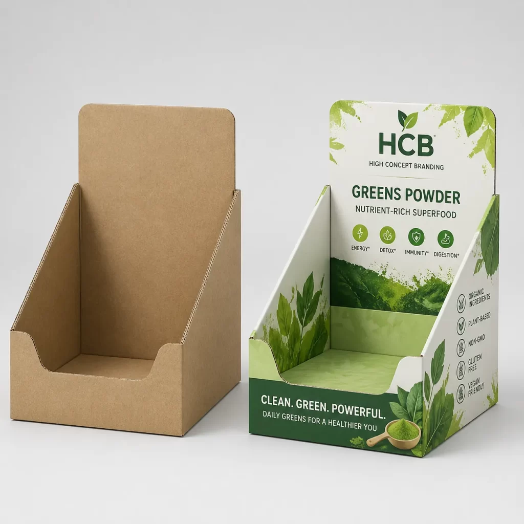 Custom greens powder boxes for premium supplement packaging and retail display