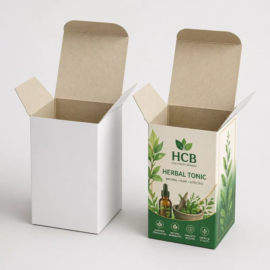 Herbal tonic boxes designed for secure supplement packaging and retail presentation