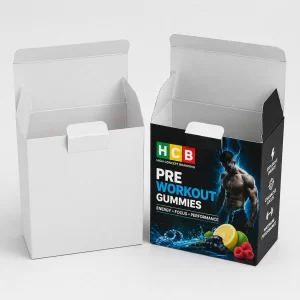 Pre workout creatine boxes for sports nutrition packaging and product presentation