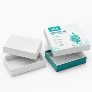 Premium custom probiotic packaging boxes with branded printing for retail presentation