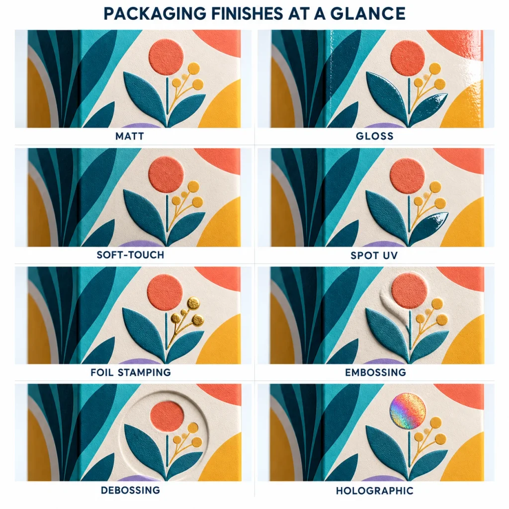 Packaging Finishes Guide - Foil, Embossing, Spot UV & Lamination 1 Packaging Finishes at Glance